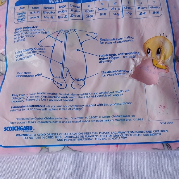 Warner‎ Bros. Pink Sleep Sack with Bunny Print - Picture 4 of 5
